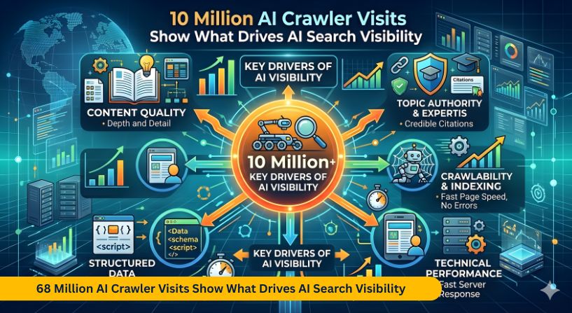 AI crawler visits study 68 million visits search visibility insights 2026
