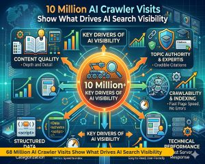 AI crawler visits study 68 million visits search visibility insights 2026